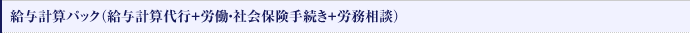 給与計算パック（給与計算代行＋労働・社会保険手続き＋労務相談）